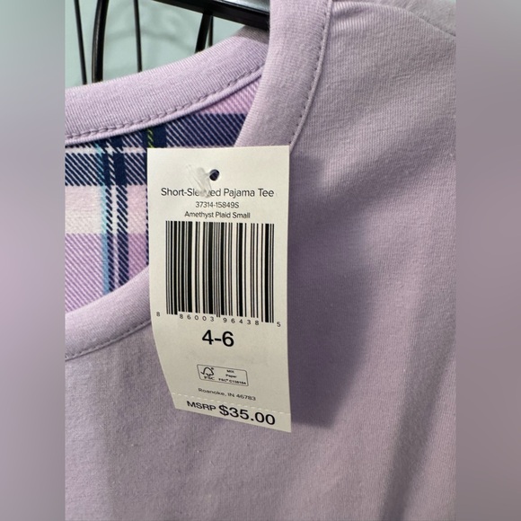 New Vera Bradley pajama top Amethyst Plaid Purple Women Small S shirt - Picture 4 of 11